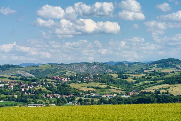 Landskap Från Det Medeltida Slottet Torrechiara Parmaprovinsen Emilia Romagna Italien — Stockfoto