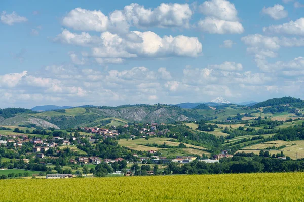 Paisaje Desde Castillo Medieval Torrechiara Provincia Parma Emilia Romaña Italia —  Fotos de Stock