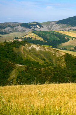 İlkbaharda Imola ve Riolo Terme yakınlarındaki Emilia-Romagna, İtalya 'nın Bologna eyaletindeki tepelerdeki kır manzarası