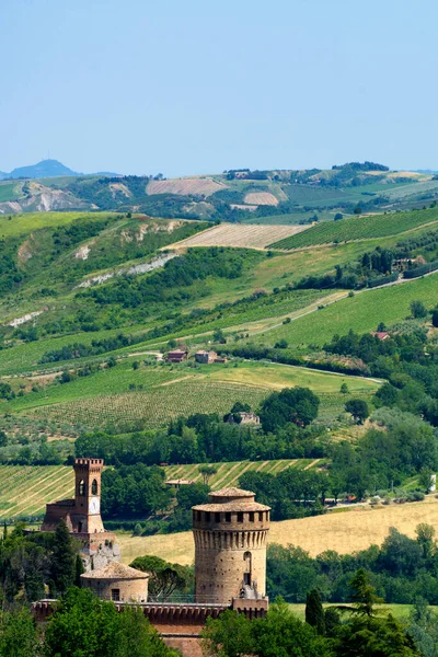 ラヴェンナ州 エミリア ロマーニャ州 イタリア リオロ テルメとブリシエラの近くの丘の上の国の風景 — ストック写真