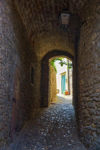 Bertinoro, Forli Cesena province, Emilia-Romagna, Italy: old typical street