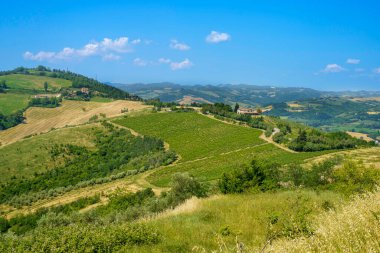 Castrocaro ve Predappio yakınlarındaki kır manzarası, Forli ili, Emilia-Romagna, İtalya, ilkbahar zamanı
