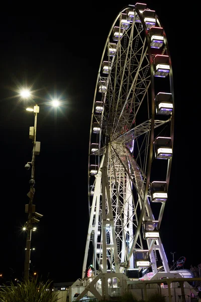 Rímini Emilia Romaña Italia Gran Rueda Iluminada Por Noche Puerto — Foto de Stock