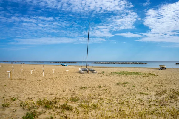 Strand Pesaro Marche Olaszország Júniusban — Stock Fotó