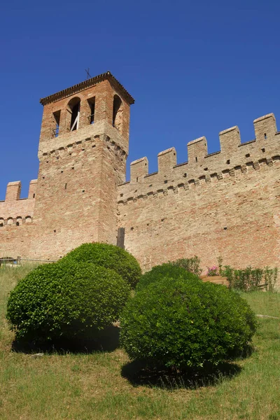 Gradara Pesaro Urbino Tartomány Marche Olaszország Falakkal Körülvett Történelmi Város — Stock Fotó