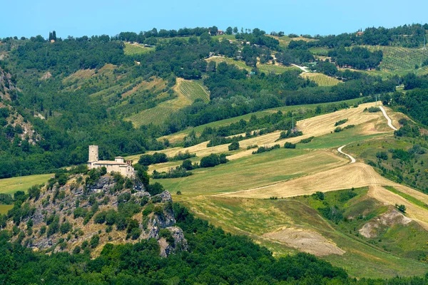 Krajobraz Wiejski Wiosną Pobliżu Verucchio San Marino Emilia Romania Włochy — Zdjęcie stockowe