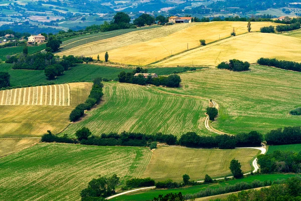 Landskap Våren Längs Vägen Från Fano Till Mondavio Pesaro Urbino — Stockfoto