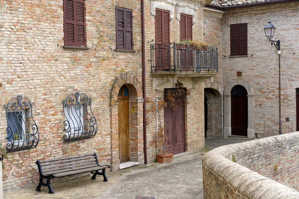 Mondavio Pesaro Urbino Province Marche Italy Середньовічне Місто Оточене Стінами — стокове фото