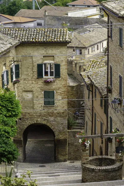 Corinaldo Provincia Ancona Marche Italia Ciudad Medieval Rodeada Murallas Pasos — Foto de Stock