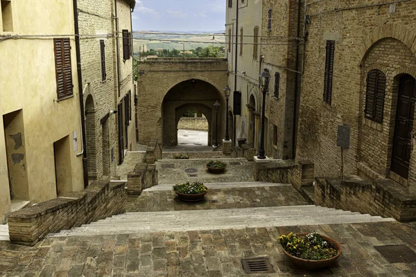 Ostra Vetere Provincie Ancona Březen Itálie Historické Budovy Starém Městě — Stock fotografie