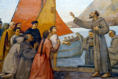 Osimo, Ancona ili, Marche, İtalya: San Giuseppe da Copertino, bazilika iç mimarisi. Resim yapmak.