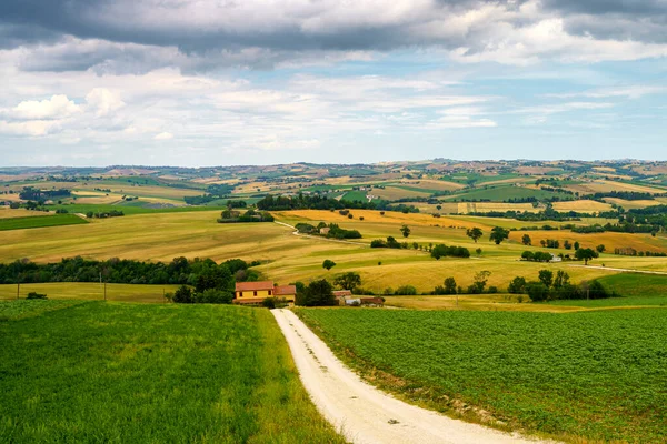 Landskap Längs Vägen Från Cingoli Till Appignano Anconaprovinsen Marche Italien — Stockfoto