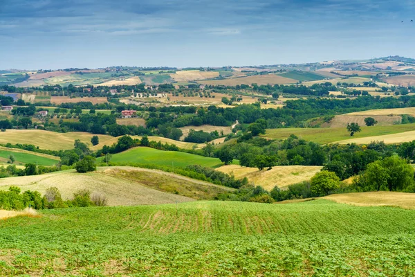 Landskap Längs Vägen Från Cingoli Till Appignano Anconaprovinsen Marche Italien — Stockfoto