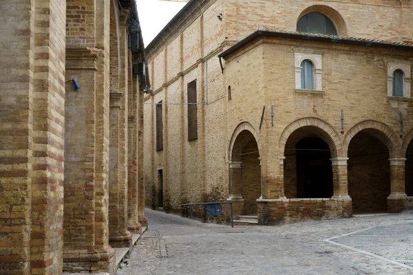 Offida Cidade Histórica Província Ascoli Piceno Marche Itália Praça Principal — Fotografia de Stock