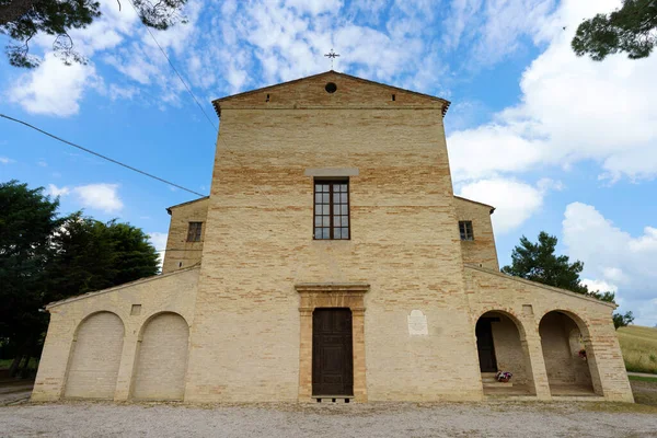 Exterior Igreja Medieval Perto Fermo Marche Itália — Fotografia de Stock