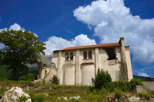Arquata Del Tronto Antiga Aldeia Danificada Pelo Terremoto Província Ascoli — Fotografia de Stock