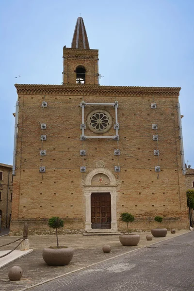Appignano Del Tronto Középkori Templomának Külseje Ascoli Piceno Tartomány Olaszország — Stock Fotó