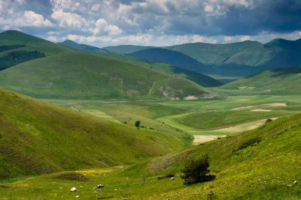 Piano Grande Castelluccio Norcia Província Perugia Úmbria Itália Paisagem Montanhosa — Fotografia de Stock