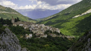 Mountain landscape along the road of Gole del Sagittario, famous canyon in Abruzzo, Italy, L Aquila province