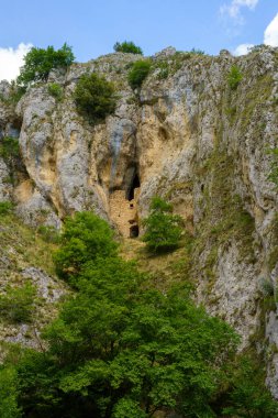 Mountain landscape along the road of Gole del Sagittario, famous canyon in Abruzzo, Italy, L Aquila province