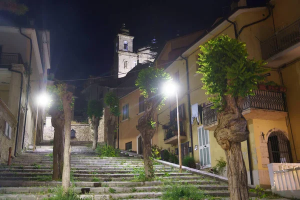 Castel Sangro Zabytkowe Miasto Prowincji Aquila Abruzja Włochy Nocą — Zdjęcie stockowe