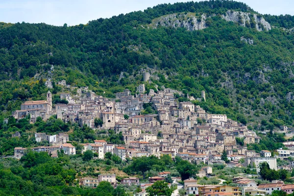 Vista Pesche Antiguo Pueblo Provincia Isernia Molise Italia Primavera —  Fotos de Stock