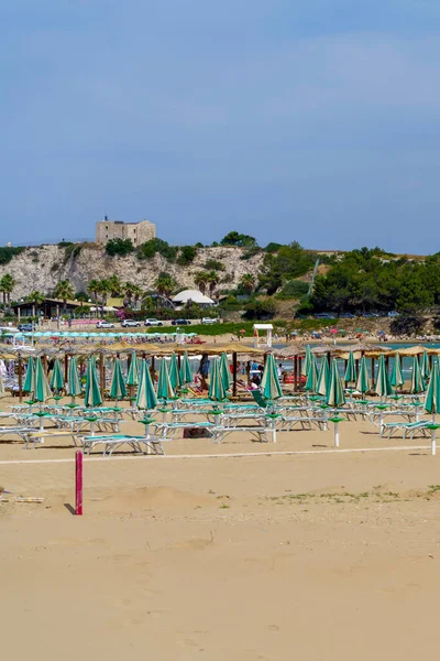 Plaża Vieste Gargano Prowincja Foggia Apulia Włochy Czerwcu — Zdjęcie stockowe