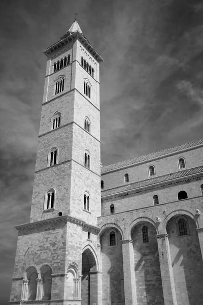 Trani Apúlia Itália Exterior Catedral Românica Preto Branco — Fotografia de Stock