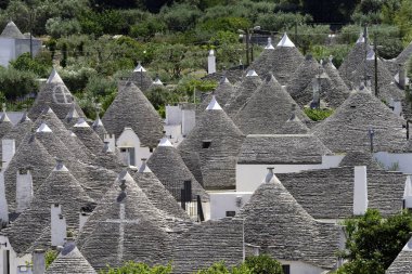 Alberobello, Bari ili, Apulia, İtalya: ünlü trulli 'nin dışı. Unesco Dünya Mirası Sitesi