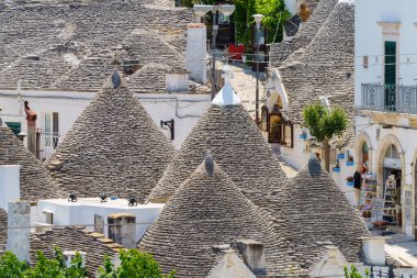 Alberobello, Bari ili, Apulia, İtalya: ünlü trulli 'nin dışı. Unesco Dünya Mirası Sitesi