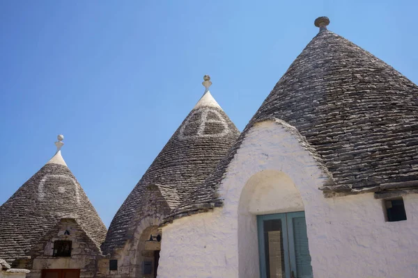 Alberobello Prowincja Bari Apulia Włochy Zewnątrz Słynnego Trulli Światowe Dziedzictwo — Zdjęcie stockowe