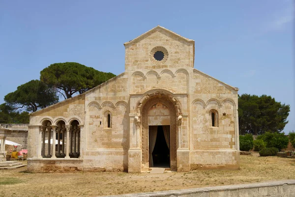 Exterior Abadía Medieval Santa Maria Cerrate Provincia Lecce Apulia Italia —  Fotos de Stock