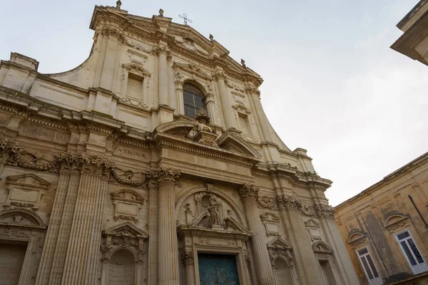 Lecce Apulië Italië Gevel Van Sant Irene Kerk Barokke Stijl — Stockfoto