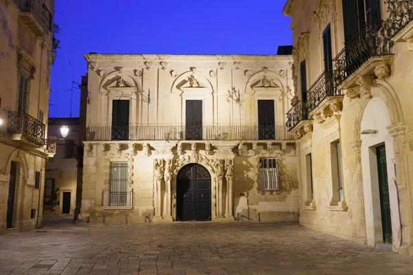 Lecce Apúlia Itália Exterior Edifícios Históricos Noite — Fotografia de Stock