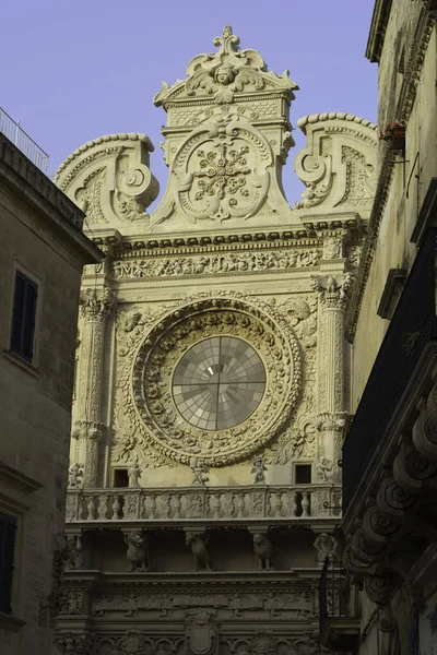 Lecce Puglia Italia Facciata Della Chiesa Santa Croce Basilica Stile — Foto Stock