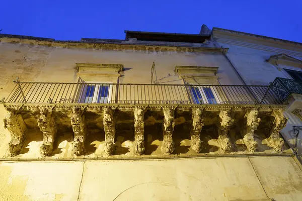 Lecce Apulien Italien Exteriör Historiska Byggnader Kvällen — Stockfoto