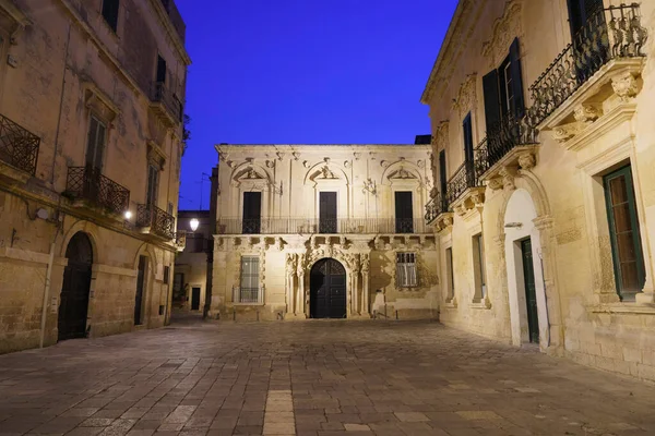 Lecce Apulia Italy Exterior Historic Buildings Night — стокове фото