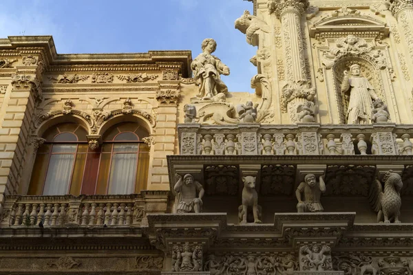 Lecce Puglia Italia Facciata Della Chiesa Santa Croce Basilica Stile — Foto Stock