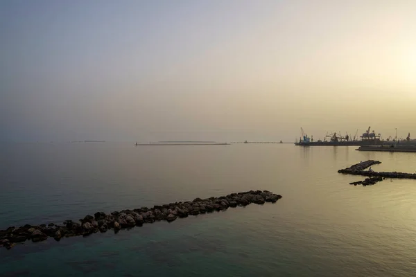 Taranto Puglia Italia Pemandangan Pelabuhan Pada Malam Hari — Stok Foto