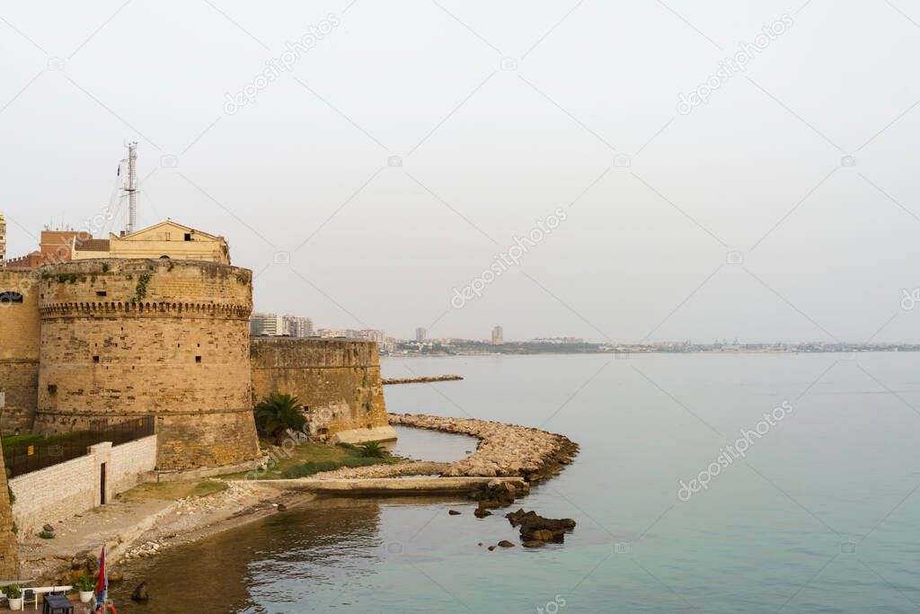 Taranto, Apulia, Italy: view of the castle on the sea.