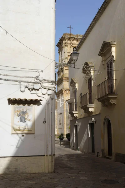 Copertino Cidade Histórica Província Lecce Apúlia Itália Uma Rua — Fotografia de Stock