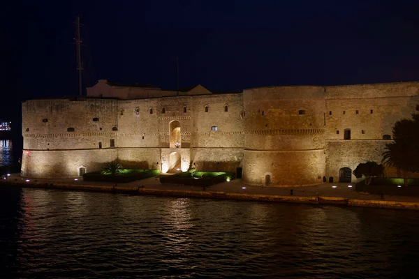 Taranto Apulia Italy View Castle Sea Night — Stock Photo, Image