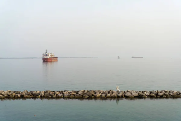 Taranto Apulien Italien Ein Boot Abend Der Nähe Des Hafens — Stockfoto