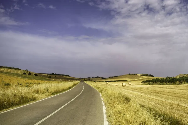 Country Landscape Road Matera Gravina Puglia Basilicata Italy Summertime Stock Picture