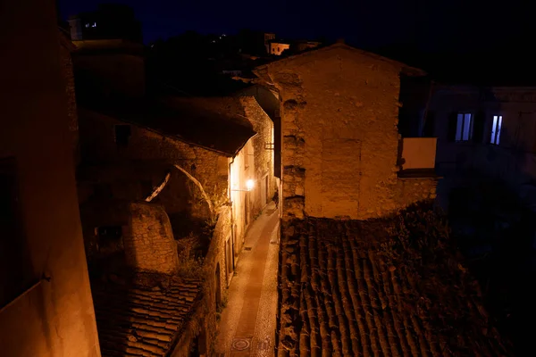 Utsikt Över Veroli Historisk Stad Frosinone Provinsen Lazio Italien Kvällen — Stockfoto