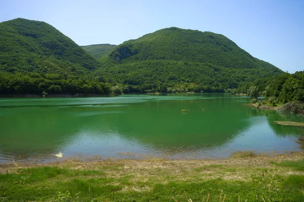 Vista Del Lago Turano Provincia Rieti Lazio Italia Verano —  Fotos de Stock