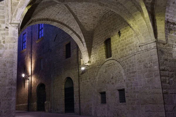 Rieti Lazio Italy Historical Buildings Cathedral Square Night — 图库照片