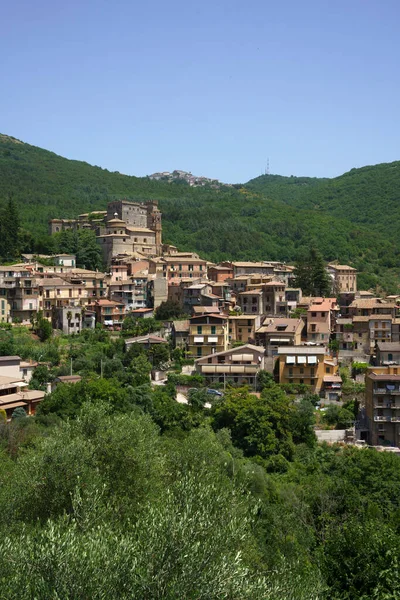 Vista Arsoli Ciudad Histórica Provincia Roma Lazio Italia Verano —  Fotos de Stock