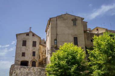 Tarano manzaralı, Rieti 'nin tarihi köyü, Lazio, İtalya