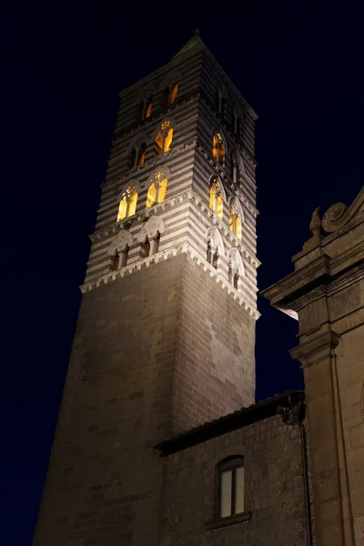 Viterbo Lazio Italien Historiska Byggnader Nattetid Duomo Ordförande — Stockfoto